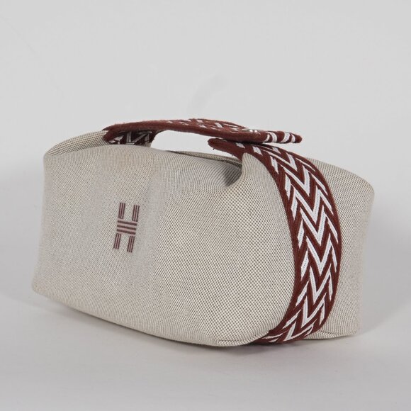 Hermès Bride-a-Brac S Cotton Canvas Travel Pouch with Embroidered H & Top Handle - Picture 2 of 14